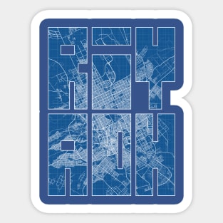 Riyadh, Saudi Arabia City Map Typography - Blueprint Sticker